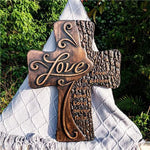 Jesus Cross Beech Wood Carving Christ Love Wall Hanging Decoration Church Souvenirs Home Decor