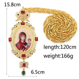 Jesus Cross Necklace Home Decoration Christian Reilgious Virgin Mary Catholic Christ Long Chains 120cm Orthodox Icon Prayer