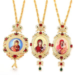 Jesus Cross Necklace Home Decoration Christian Reilgious Virgin Mary Catholic Christ Long Chains 120cm Orthodox Icon Prayer