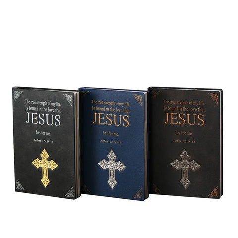 Jesus Cross Notebook Board Sticker Hardcover Catholic Gift Christian Religious Christmas Church Crucifix