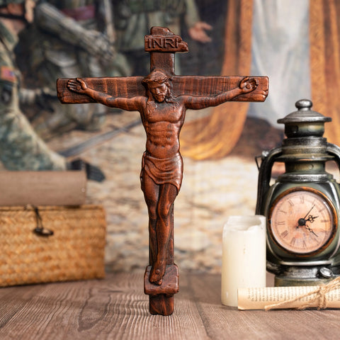 Jesus Crucifix Catholic cross, wooden cross, cross wall decoration, Jesus statue, church baptismal gift