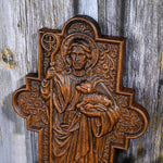 Jesus Shepherd Icon Sculpture Plaque Catholic Saints Image Faith Christian Home Wall Decor Wood Carving Gift