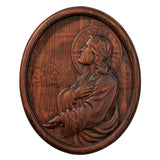 Jesus praying oval wooden plaque, religious saint statue, catholic statue, home wall hanging decoration, gift for christians