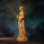 Jesus statue, Sacred Heart prayer, boxwood wood carving, religious catholic saint image, Christian altar decoration, sculpture