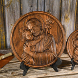 Joseph and baby Jesus plaque, catholic religious figure, home decoration ornament, christian gift