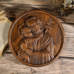 Joseph and baby Jesus plaque, catholic religious figure, home decoration ornament, christian gift