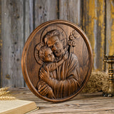 Joseph and baby Jesus plaque, catholic religious figure, home decoration ornament, christian gift