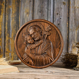 Joseph and baby Jesus plaque, catholic religious figure, home decoration ornament, christian gift