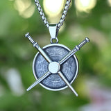 Magnetic attraction  StainlesS Steel Unique Skull And Warrir Sword Shield Pendant Necklace  Punk Rock Jewelry