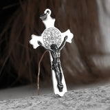 Compass Design Jesus Cross Amulet Pendant Rock Casual Gift Catholic Christian Necklace