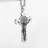 Compass Design Jesus Cross Amulet Pendant Rock Casual Gift Catholic Christian Necklace