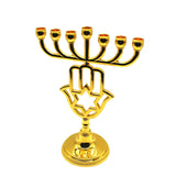 Menorah Candle Holders Gold Hand of Fatima Jewish Home Decoration Religious Judaica Israel Candelabra David Star