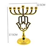 Menorah Candle Holders Gold Hand of Fatima Jewish Home Decoration Religious Judaica Israel Candelabra David Star