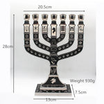 Menorah Hanukkah Candle Holder Jerusalem Home Decor 12 Tribes Jewish Candelabra Judaica 7 Branch Metal Candlestick