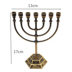 Menorah Hanukkah Candle Holder Jerusalem Home Decor 12 Tribes Jewish Candelabra Judaica 7 Branch Metal Candlestick