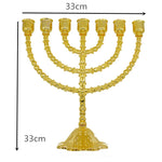 Menorah Hanukkah Candle Holder Jerusalem Home Decor 12 Tribes Jewish Candelabra Judaica 7 Branch Metal Candlestick