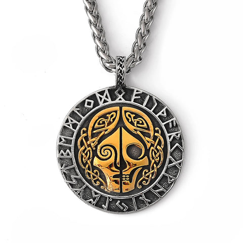 New Design Stainless Steel Gold Silver Dual Color Norse Myth Hel Pendant Necklace