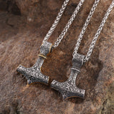 Nordic Design Norse God Thor Mjolnir Hammer Pendant Necklace Stainless Steel Viking Jewelry