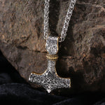 Nordic Design Norse God Thor Mjolnir Hammer Pendant Necklace Stainless Steel Viking Jewelry