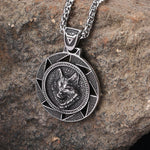 Nordic Design Stainless Steel Norse Mythology Giant Wolf Fenrir Pendant Necklace Viking Jewelry