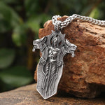 Norse Myth Inspired Stainless Steel Viking Jewelry Norse Goddess Valkyrie Amulet Pendant Necklace