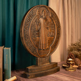 Nucia's Order of St. Benedict Double-sided Home Counter Church St. Benedict Ornament Religious Christian Catholic Saint Statue