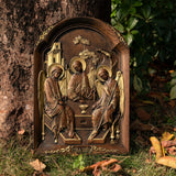 Orthodox Holy Trinity Wood Carving Ornament Wall Decor Christian Holy Family Holy Spirit Religious Home Decor Catholicism