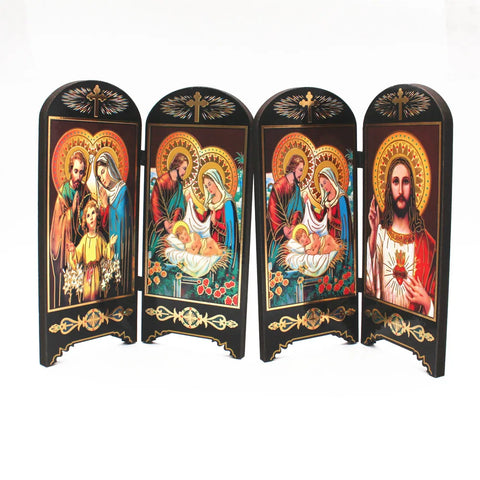 Orthodox Icons Catholic Wood Jesus Virgen Maria Double Screen Ornaments Christ Church Utensils Religious Figure Gift