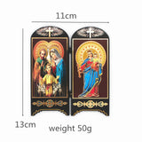 Orthodox Icons Catholic Wood Jesus Virgen Maria Double Screen Ornaments Christ Church Utensils Religious Figure Gift