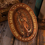 Our Lady of Guadalupe, Virgin Mary statue, catholic religious figure, wood carving wall decoration, catholic statue, gift