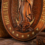 Our Lady of Guadalupe, Virgin Mary statue, catholic religious figure, wood carving wall decoration, catholic statue, gift