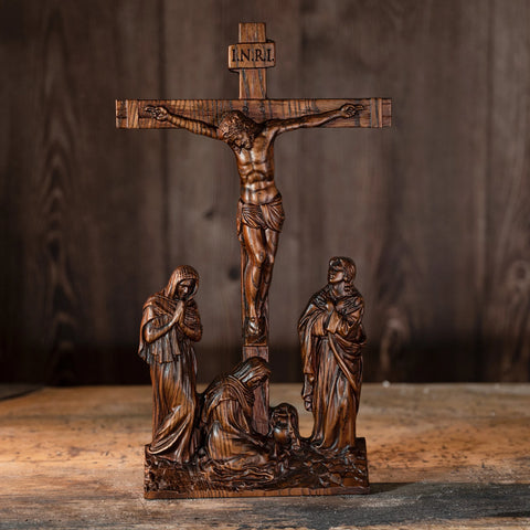 Passion scene ornaments Jesus was crucified on the cross Christian home decorations altar church Jesus statue wooden cross