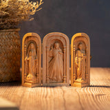 Portable church mini Christian altar decoration Catholic holy objects three-box crafts ornaments Jesus statue Joseph Virgin Mary