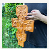 Religious Crafts Orthodox Cross Beech Wood Carving Holy Family Trinity Home Decoration Church Souvenirs