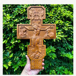 Religious Crafts Orthodox Cross Beech Wood Carving Holy Family Trinity Home Decoration Church Souvenirs