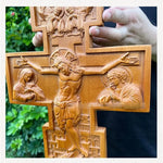 Religious Crafts Orthodox Cross Beech Wood Carving Holy Family Trinity Home Decoration Church Souvenirs