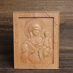 Religious statue of Jesus Christ and the Virgin Mary Catholic icon wooden photo frame home blessing relief crafts ornaments