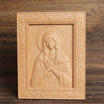 Religious statue of Jesus Christ and the Virgin Mary Catholic icon wooden photo frame home blessing relief crafts ornaments