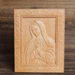 Religious statue of Jesus Christ and the Virgin Mary Catholic icon wooden photo frame home blessing relief crafts ornaments