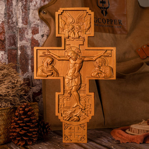 Roman Church Orthodox Cross Orthodox Icon Crucifix Christian Wall Cross Home Interior Wall Decor Wooden Gift