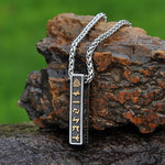 Runes Bar Dual Color Stainless Steel Pendant Necklace Good Quality Viking Jewelry
