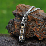 Runes Bar Dual Color Stainless Steel Pendant Necklace Good Quality Viking Jewelry