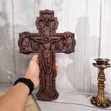 Russian Orthodox cross, Jesus wall wooden cross, Orthodox icon, Christian home decoration, religious statue saint