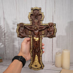 Russian Orthodox cross, Jesus wall wooden cross, Orthodox icon, Christian home decoration, religious statue saint