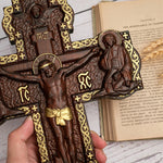 Russian Orthodox cross, Jesus wall wooden cross, Orthodox icon, Christian home decoration, religious statue saint