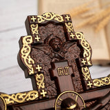 Russian Orthodox cross, Jesus wall wooden cross, Orthodox icon, Christian home decoration, religious statue saint