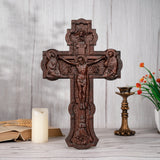 Russian Orthodox cross, Jesus wall wooden cross, Orthodox icon, Christian home decoration, religious statue saint