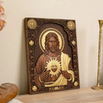 Sacred Heart of Jesus Catholic Jesus Statue Religious Wooden Plaque Wall Hanging Church Room Home and Decoration Christmas Gift