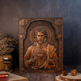 Sacred Heart of Jesus Catholic Jesus Statue Religious Wooden Plaque Wall Hanging Church Room Home and Decoration Christmas Gift