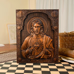 Sacred Heart of Jesus Catholic Jesus Statue Religious Wooden Plaque Wall Hanging Church Room Home and Decoration Christmas Gift